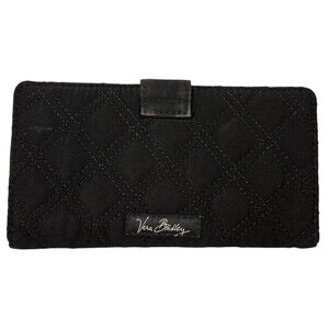 Vera Bradley Black Diamond Stitched Tri-Fold Wallet 9"